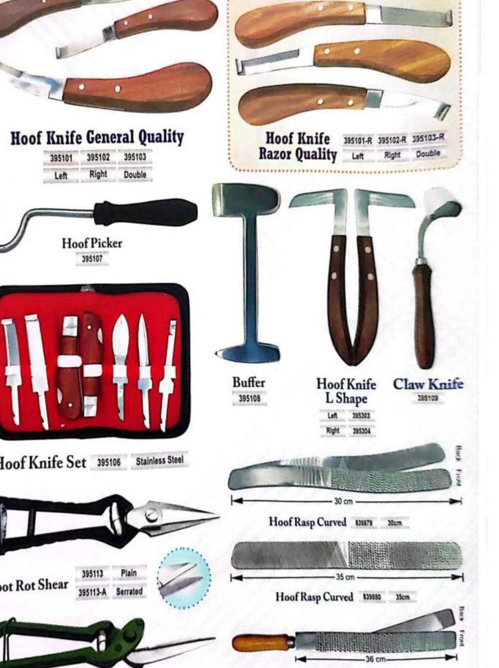 Hoof, Claw and Dehorning Tools — product photography from the IBM Investment Ltd. catalogue